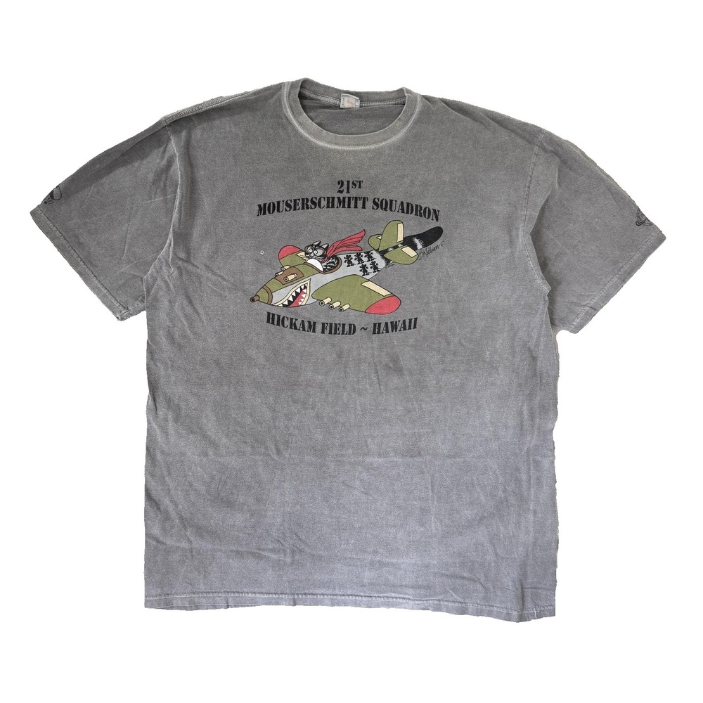Crazy Shirts Shirt Mens 2XL Gray Mouserschmitt Squadron Hickam Field Hawaii Tee